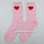 Pink heart feather yarn socks